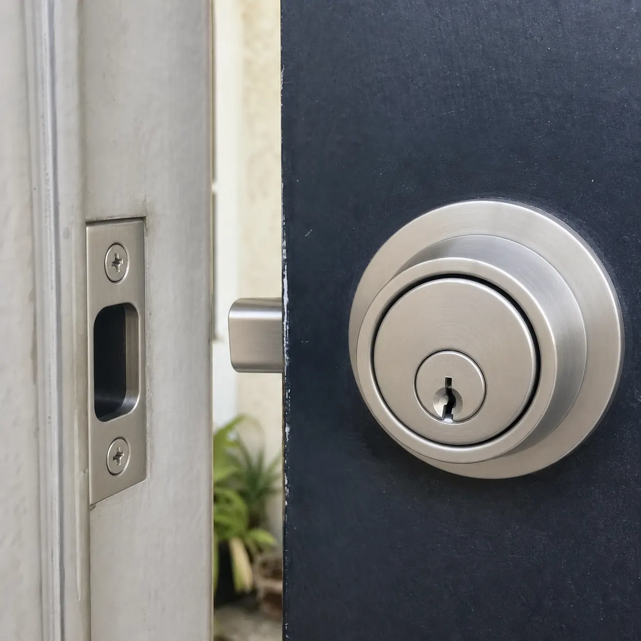 New satin nickel deadbolt after locksmith service